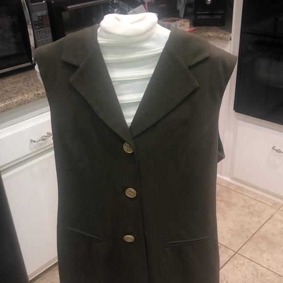 Long Green Button Down Vest - size 14 - Picture 2 of 6